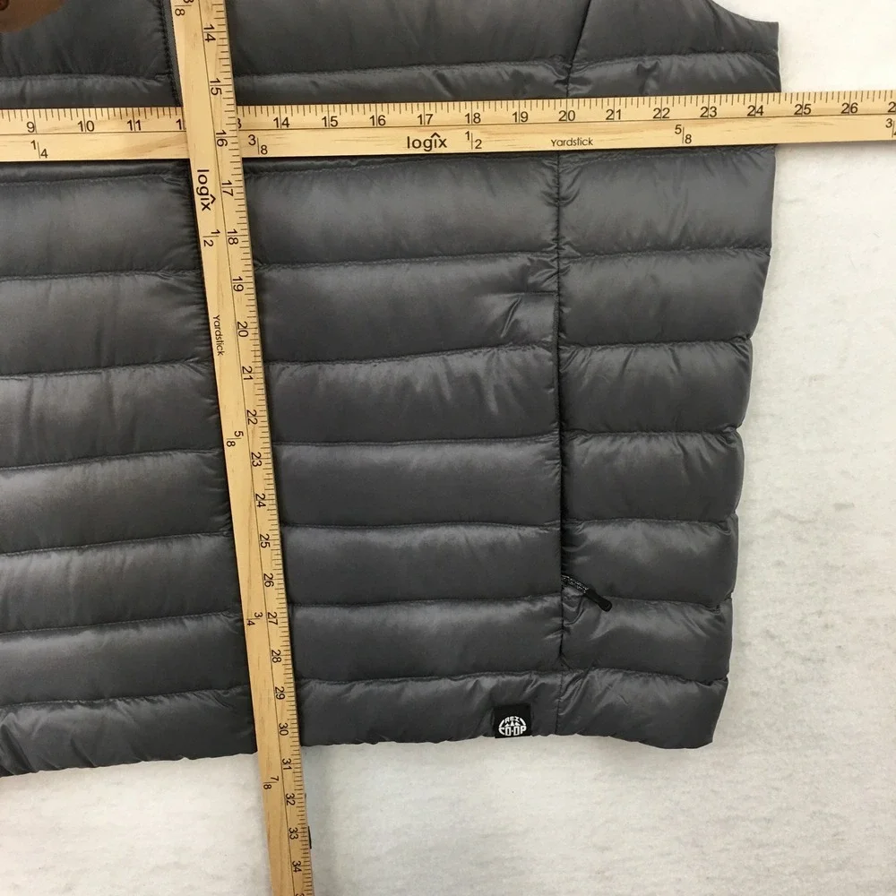 REI Co-op Mens Down Puffer Vest Gray‎ XL Full Zip Quilted 17476-F14